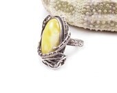 Wire wrap ring , silver adjustable ring , wire wrapped jewelry , amber ring , sterling wirework ring , fine jewelry , vintage style ring