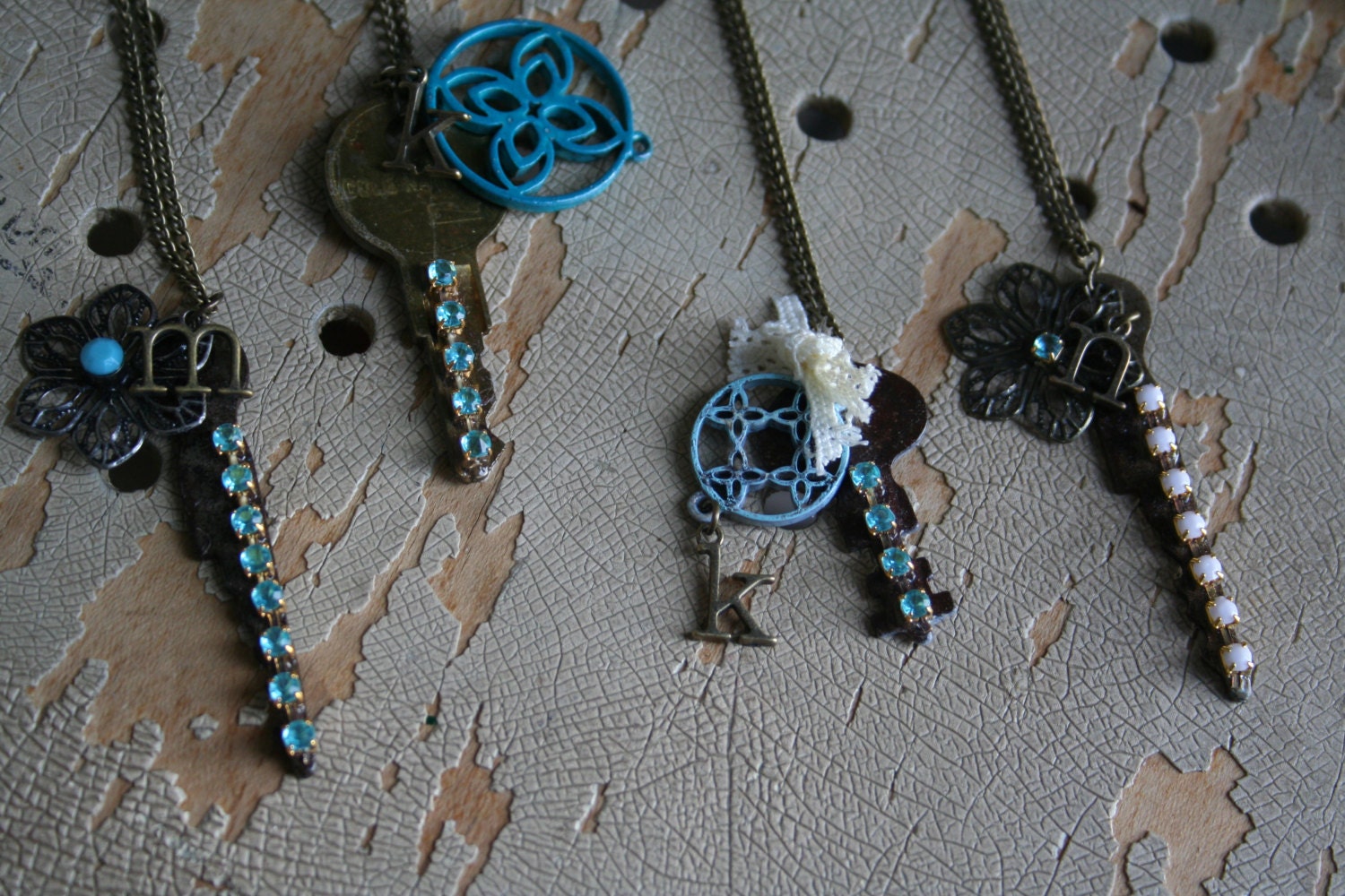 Upcycled Monogram Key Necklace -- Made to Order