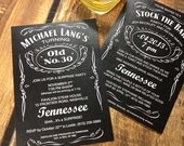 Whiskey Bottle Label Inspired Birthday Party Invitation Deposit