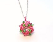 pink & green . swarovski crystal pendant