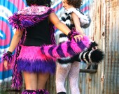 TAIL CheSHiRe CaT // Purple Pink striped 25" long . furry Animal costume cosplay retro funky wonderland hula hoop dance