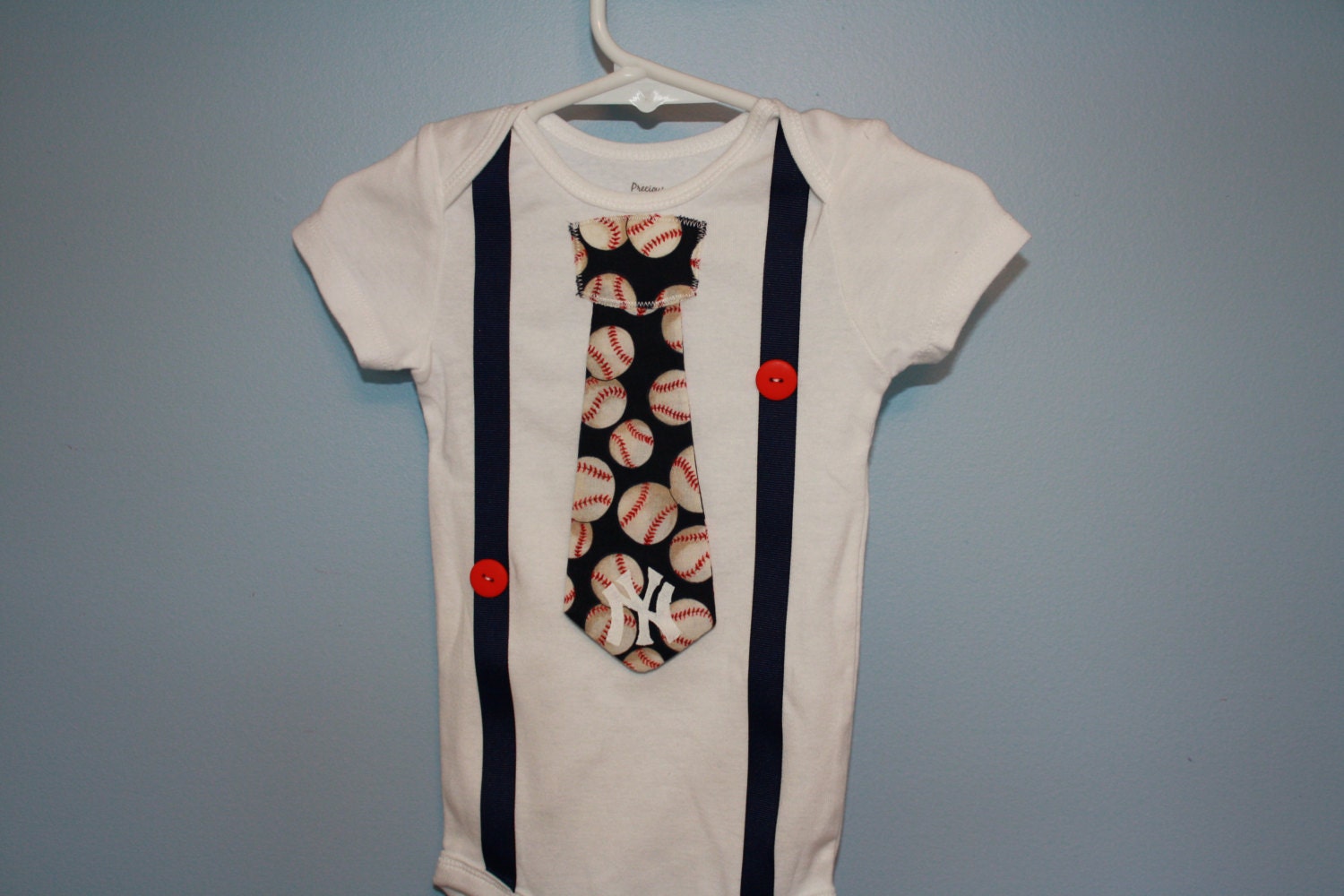 Yankees Onesie, NY Yankees tie onesie, Baseball onesie