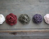 Flower Brooch, Rose Pin, Crochet Pin, Bridesmaid Accessorie Gift