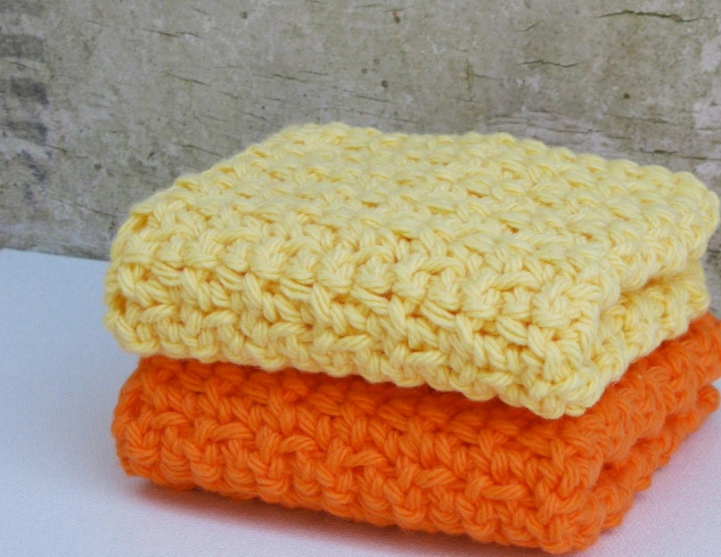 Crocheted Dish Cloth, Wash Cloth, Cotton, Citrus Colors, Ready to Ship - by Nykki Makes