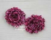 Shabby Chic Frayed Pink Leopard Chiffon Rosette Set Flower From Kemaily