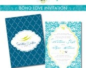 5x7 BOHO CHIC Wedding Invitation  --  Printable Digital File  --  DIY Bride  --  bohemian vintage modern retro mid century