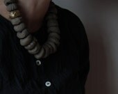 Tribal - Gray terracotta statement ceramic necklace - ready to ship