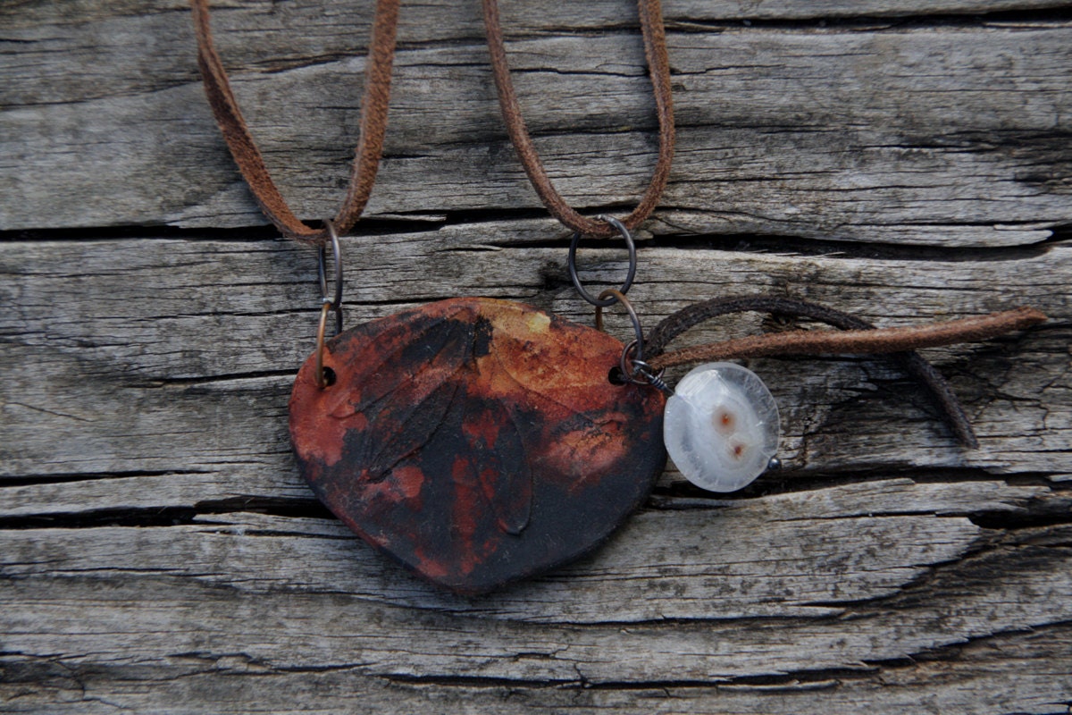 Growing up - Rased from ashes ceramic neckpiece on genuine leather