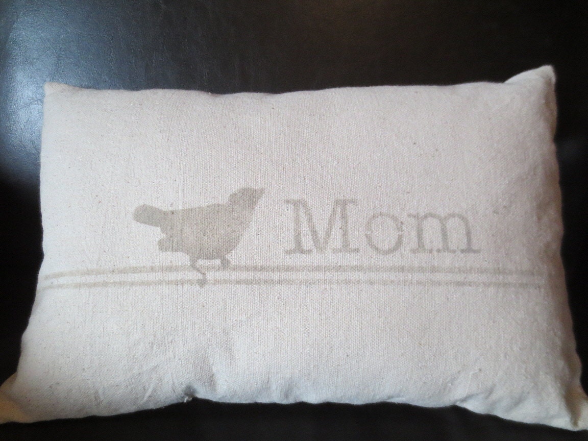 Pale Gray Bird MOM Pillow