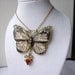 Gold Butterfly Necklace Red Heart Large