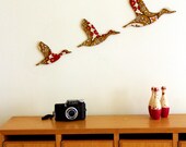 Flying Ducks - Retro Red, Brown and Yellow