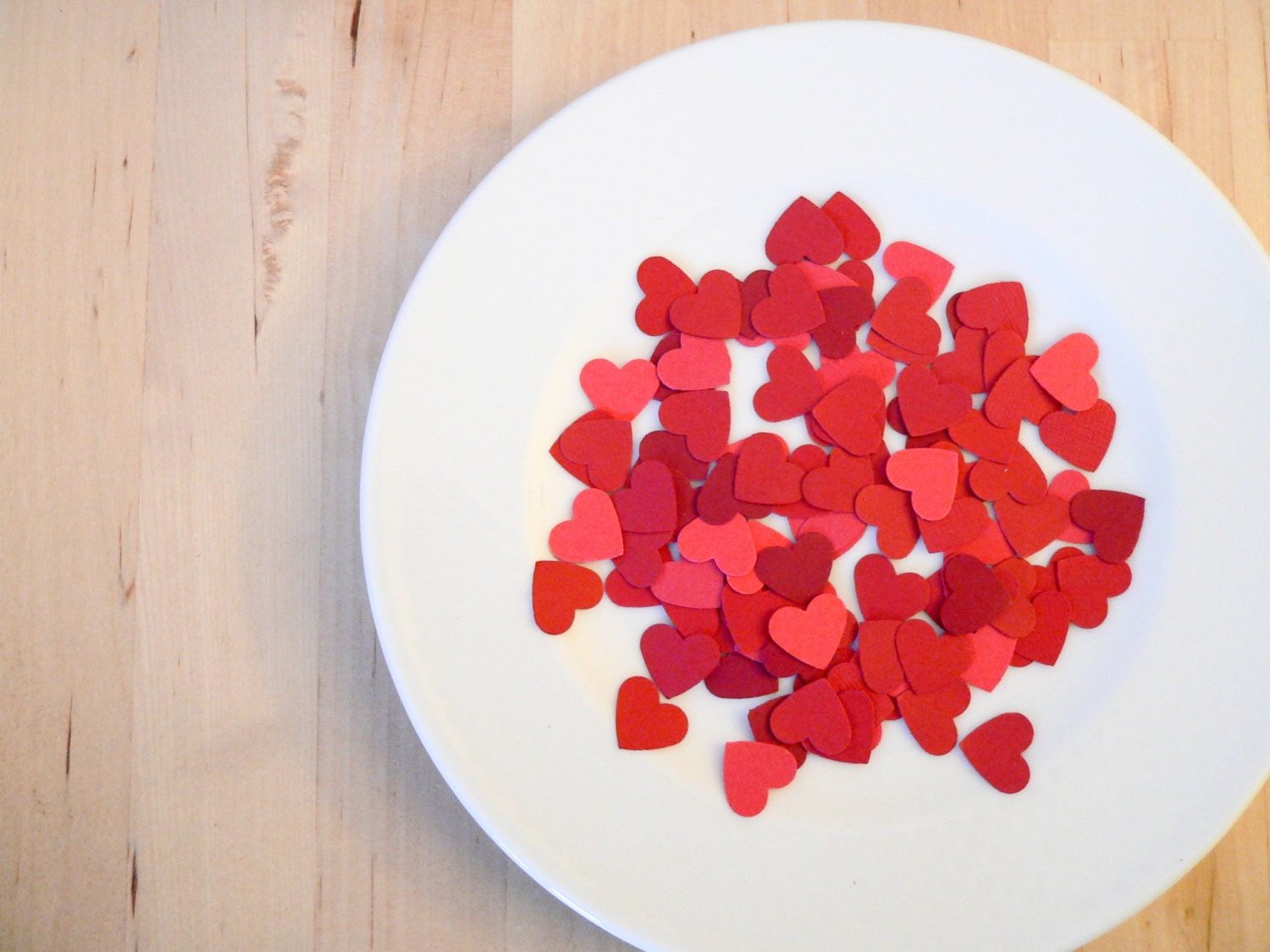 100 Punched Hearts - Confetti or Papercraft - red, wedding decoration, romantic, crafts, Valentine's Day