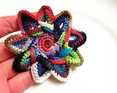 Crochet Flower Applique, Multicolor
