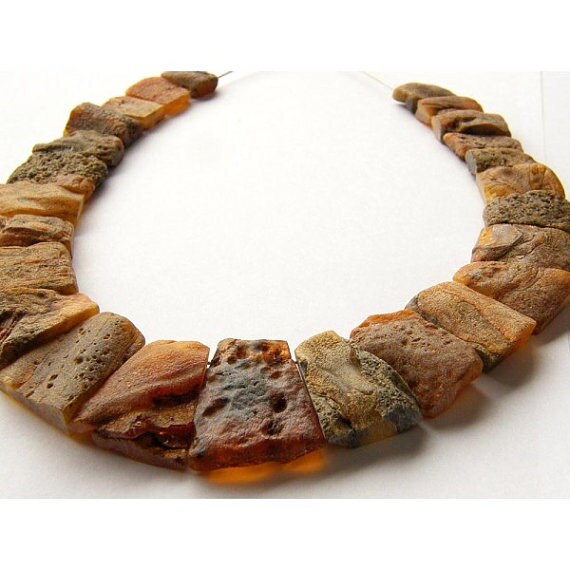 Jewelry Linen Necklace / Spring Beads Baltic Amber One of a Kind Natural Amber Stone