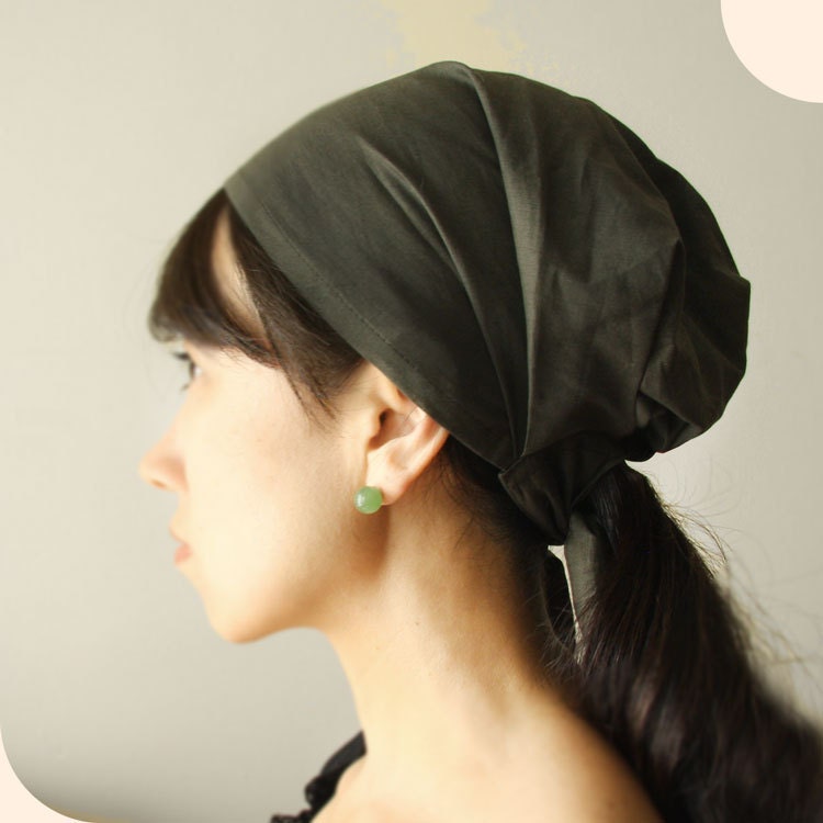 Head covering scarf, Head wrap cotton Army Green
