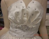 Handmade Strapless Tea Length Bubble Wedding Gown with Swarovski Crystals