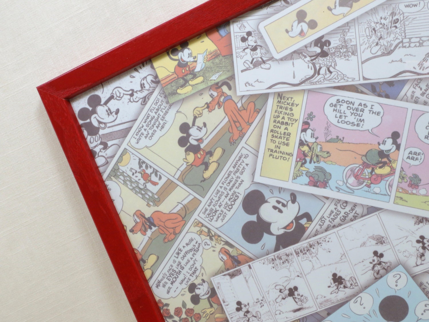 Mickey Mouse Design - Magnet Board - Wall Decor - Magnetic Memo Board - Dry Erase Board - Framed Bulletin Board - Includes Matching Magnets
