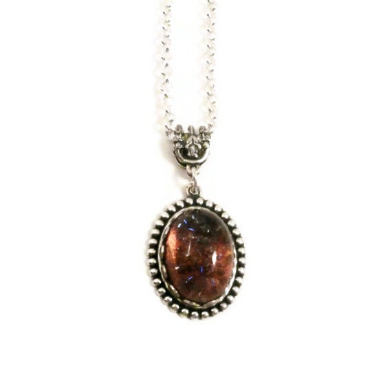 Victorian Necklace Dragons Breath Fire Opal Glass Pendant Victorian Jewelry