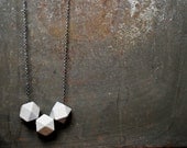 Gray Geometric Wood Necklace - Boho Necklace - Everyday