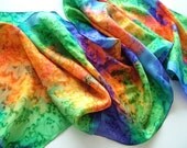 Made to Order - Vibrant Rainbow Multicoloured Silk Scarf with Salt Effect