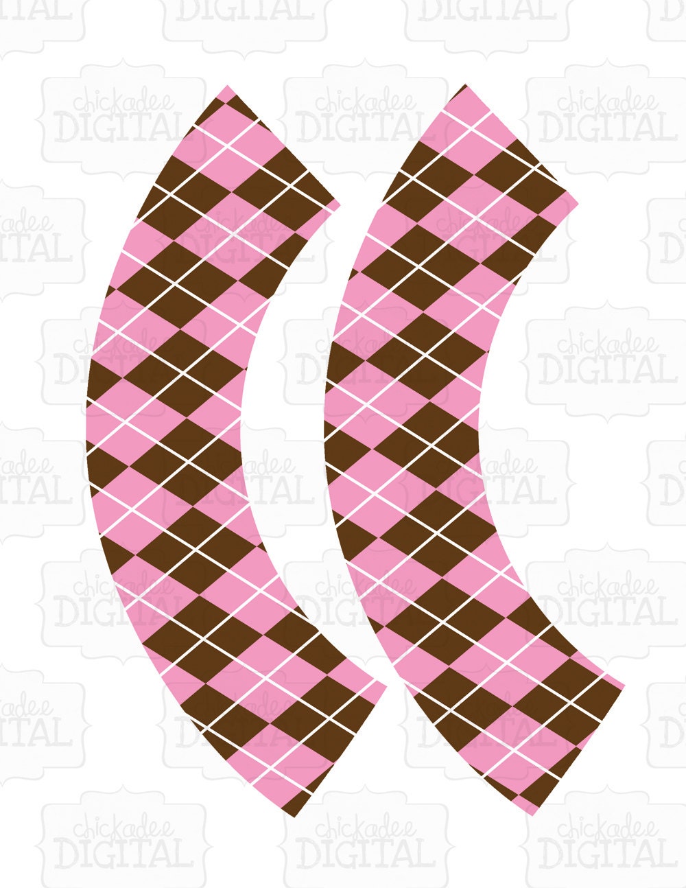 Printable Cupcake Wrappers Pink and Brown Argyle Birthday Party Baby Shower Girls DIY