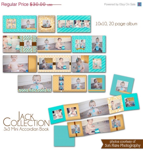 ON SALE 0757 Jack Collection - 10x10 album and 3x3 mini accordion album - Perfect for baby, boudoir, pin up, engagement