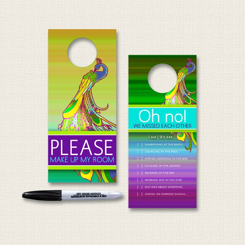 The Jehan: Peacock Interactive Door Hangers for Destination Weddings