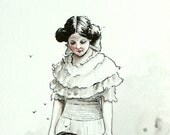 Sweet Music" -- signed (8x10)  Print of an Original Ink and Watercolor Painting by Liese Chavez
