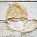 15% Off Sale - Cream Toddler Earflap Hat with Lace Ties, Girls Hat, Toddler Hats, Girls Crochet Hat with Earflaps - READY TO SHIP