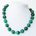 Malachite  Green  Round Gold Plated Rhinestone Magnetic Clasp Chuncky Necklace /One Of A Kind Piece