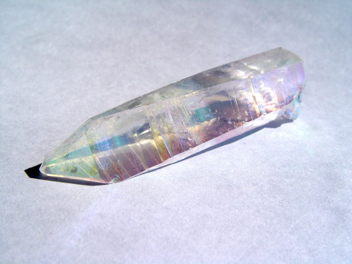 LARGE Angel Aura Quartz Crystal LASER Point - Bonded with Silver and Platinum