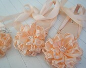 Wedding Bridal Sandals Peach Apricot Athena Shoes by Bobka Baby
