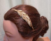 1930s Art Deco Flapper Gold Crystal Rhinestone Leaf Bridal Headband -  TRUE Vintage Heirloom One of a Kind Headdress