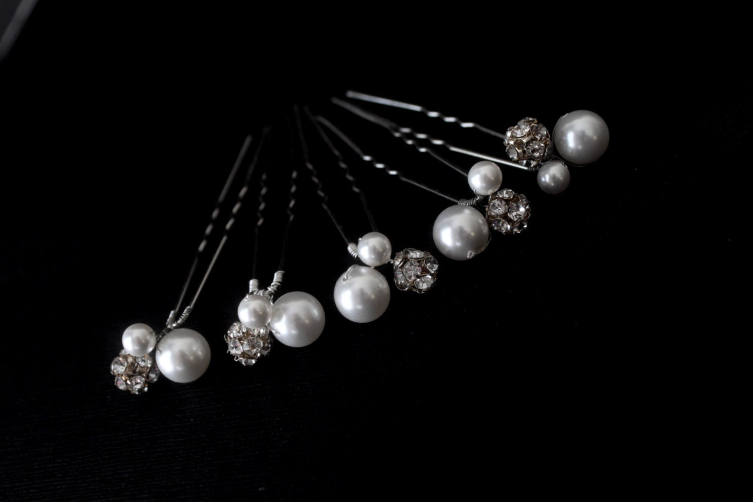 Bridal Hair Pins-Wedding Hair Pins-Swarovski Hair Pins-Rhinestone and Pearl Hairpins-HP112