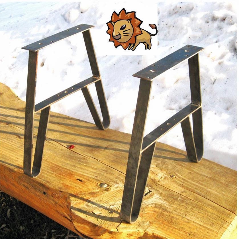Metal Table Leg Set, Use as Bench Legs or CoffeeTable Legs USA Made, Unfinished 14.75 High 10 in. long Top Plate