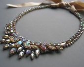 Aurora Borealis Rhinestone Vintage Assemblage Necklace - Je T'aime No. 5
