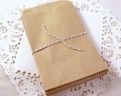 50 SMALL 3 1/2 x 5 3/4 inch Kraft brown PRINTABLE merchandise paper bags - for Packaging, Party Favors, Treats, Retail items