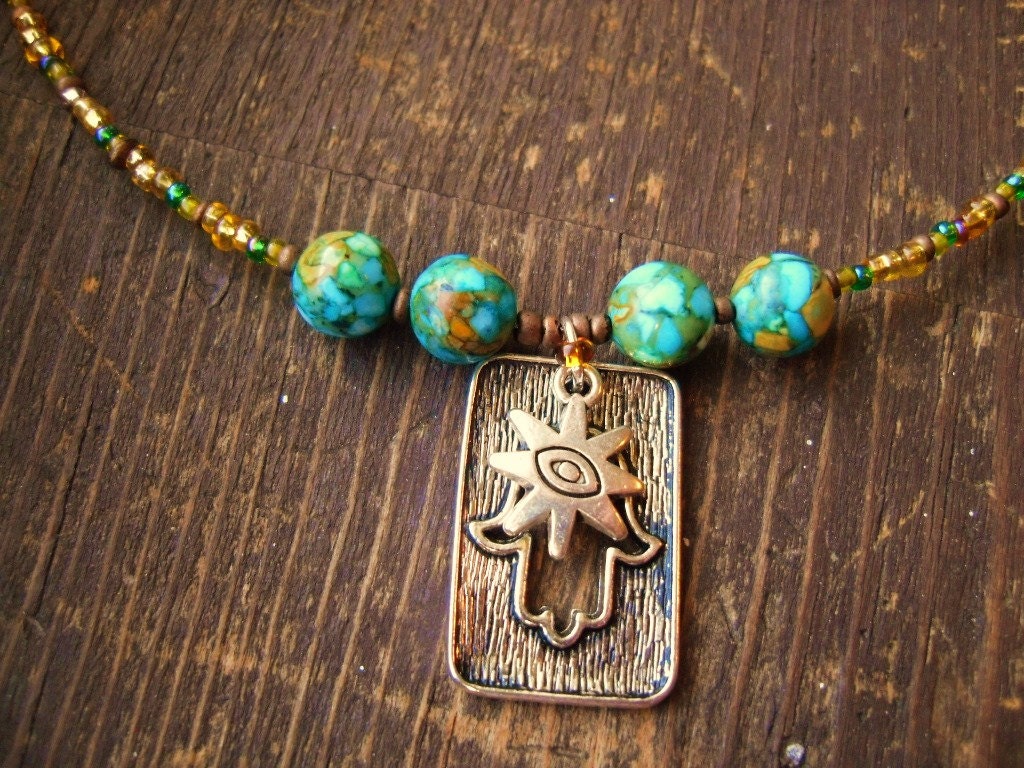 Hamsa Hand/Protection/Evil Eye/Greek Mati/Italian Malocchio/Eyes of Buddha Prayer Beads by TheReflectivePause.etsy.com