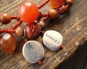 Balance and Harmony Yoga/Meditation Necklace with Red Agate and Wood by TheReflectivePause.etsy.com