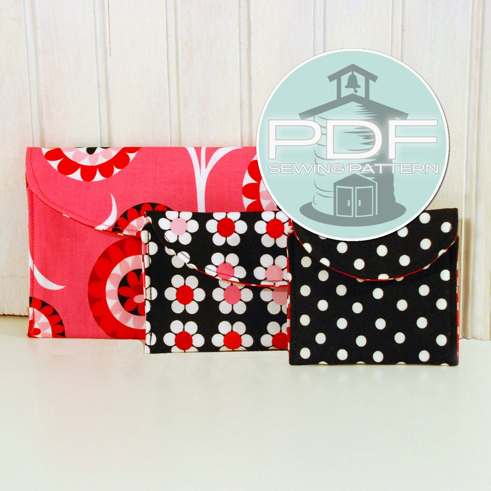 Easy wallet - 3 sizes - earbud, iPhone iPod 4 5, cash pouch case sewing pattern - great for beginners - PDF INSTANT DOWNLOAD
