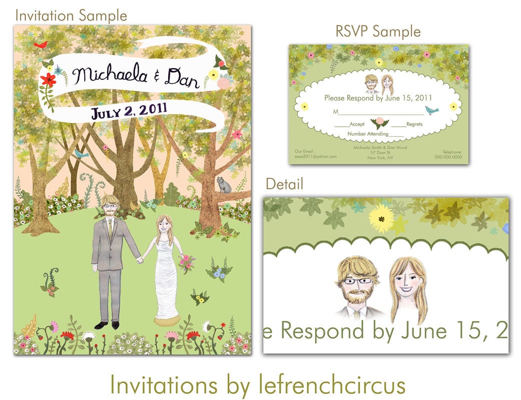 Forest Wedding Invitation & RSVP Set Customized