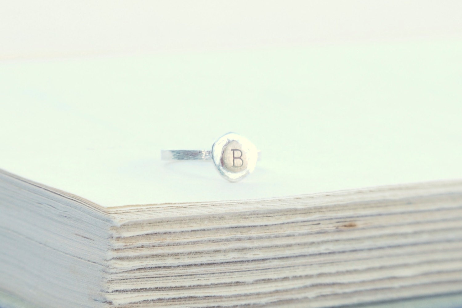 Personalized Graduation Ring Sterling Silver and 14 K Gold Stamped Initials