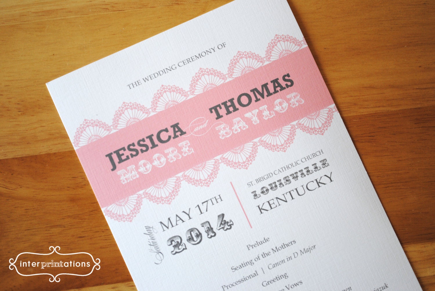 Wedding Ceremony Program (Lace) - Sample