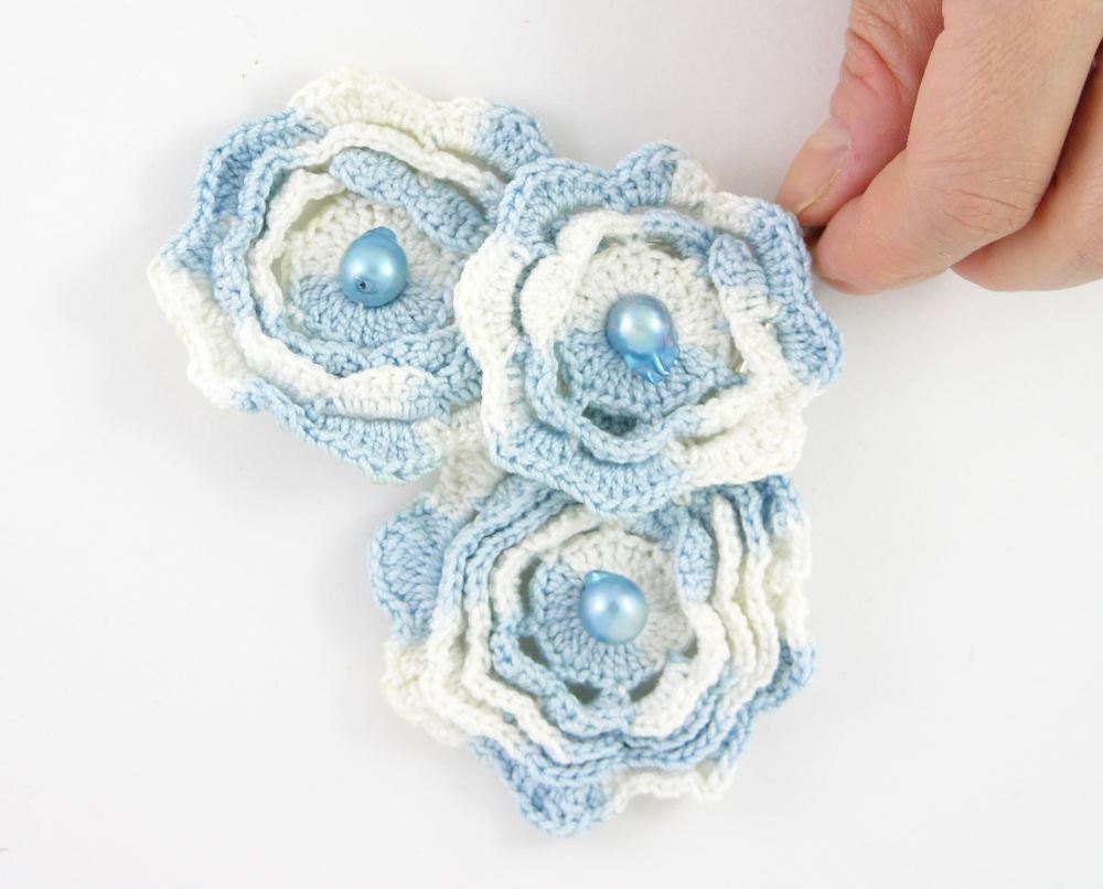 Bobby pins crochet Irish rose set of 3 pale blue crochet hair accessory bride bridesmaid rustic wedding curationnation tagt team