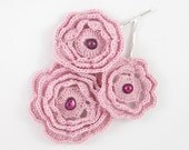 Crochet Irish roses set of 3 bobby pins rose pink crochet hair accessory bride bridesmaid rustic wedding curationnation tagt team
