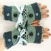 Knit fingerless gloves arm warmers fingerless mittens women aqua blue tweed lace romantic victorian tagt team