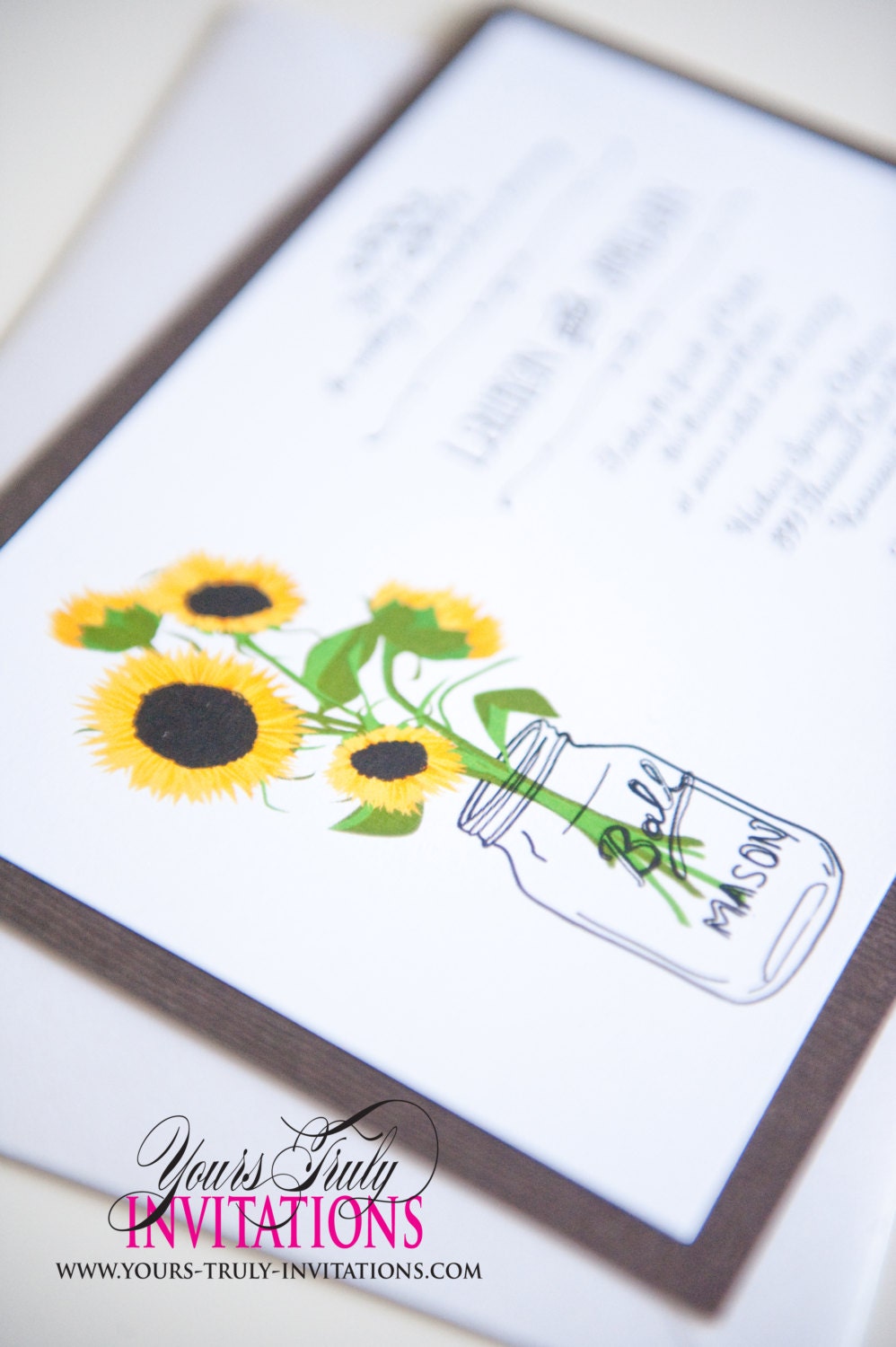 Sunflowers in a Mason Jar Wedding or Shower Invitation