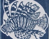 4x4 Lionfish - Etched Porcelain Tile Decorative Tile - SRA
