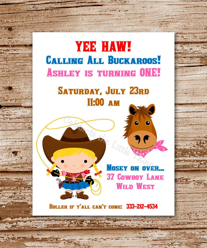 SET of 12 COWGIRL Invitations : Choose Your Favorite Cowgirl Il_570xn