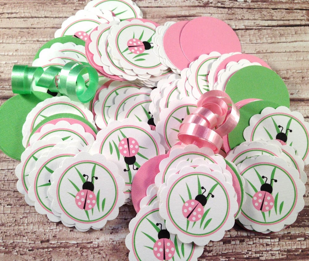 Pink LADYBUG Confetti : mini tags, table confetti Il_570xn